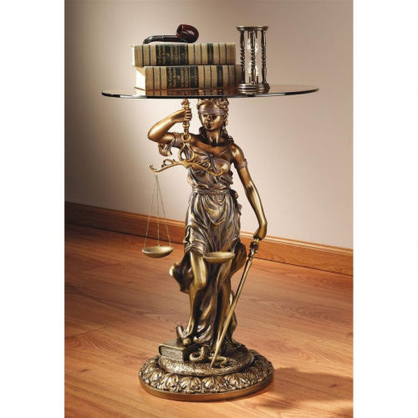 Blind Justice Glass Topped Sculptural Table Goddess Statuary Statues